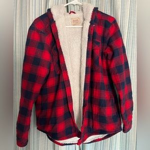 Boston Traders Sherpa Lined Hooded Flannel Shacket Size L